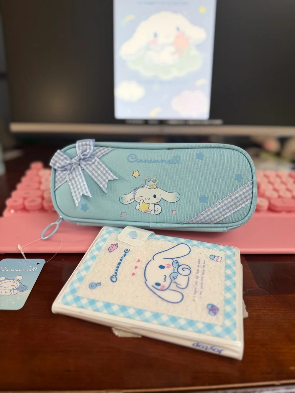 Cinnamoroll Blue Pencil Case - Cute Bow School Stationery
